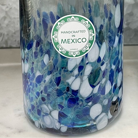 Confetti Multicolored Recycled Handblown Glass Hiball Glass Set of Two 19 oz NWT - Picture 3 of 8